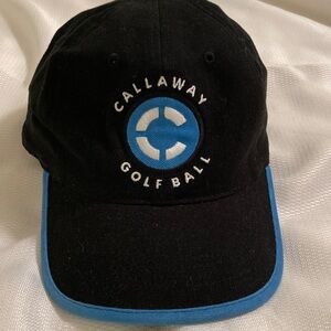 New Callaway Golf Ball Black Cap with Blue Trim